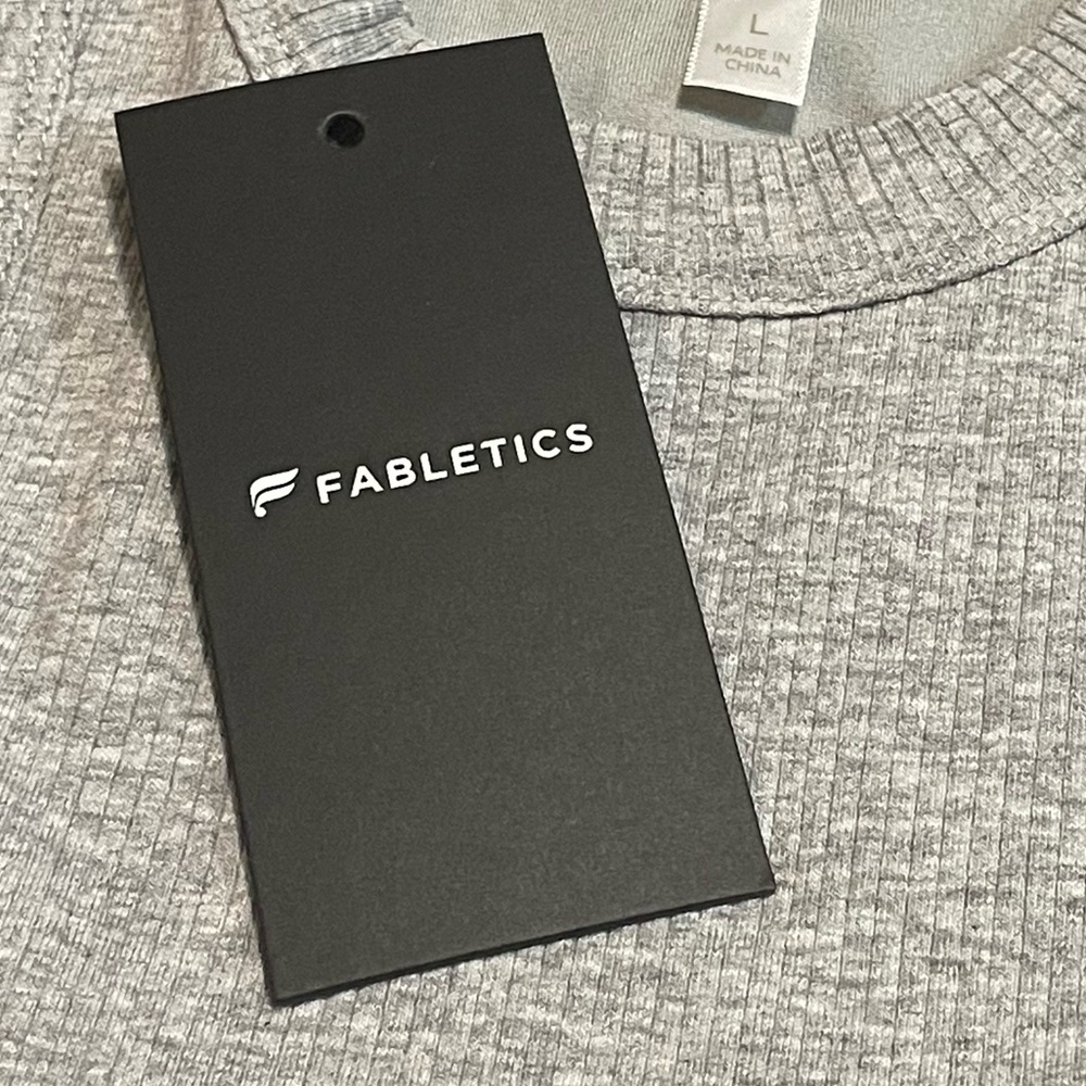 Fabletics Light Gray Ribbed High-Neck Tank. - Picture 7 of 7